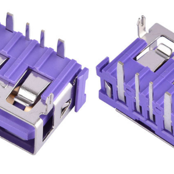 5A大电流母座两脚插板90度DIPUSB快充母座紫色胶芯A母短体10.0