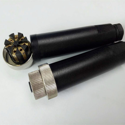 工厂M12母直头4孔接插件连接器前锁螺母安装圆形连接器