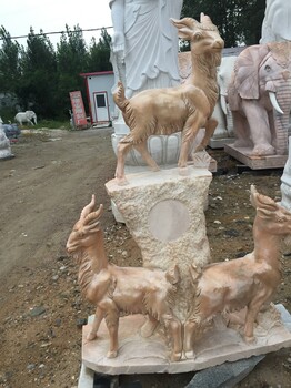 石雕三羊开泰立体雕塑