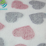珊瑚绒胶印桃心可爱俏皮风用于毛毯、童毯面料