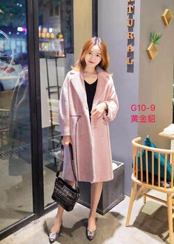 黃金貂呢子大衣女2018冬裝新款時尚寬松女裝加厚非水貂絨毛呢外套
