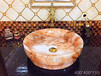 卫浴陶瓷橘色洗手盆圆形台面盆陶瓷彩色艺术盆