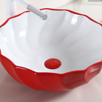红色洗脸盆创意个性洗手盆台上陶瓷彩色洗手盆面盆
