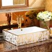 臺上陶瓷一體臺上洗手盆衛浴陶瓷單孔盆金色方形洗手盆