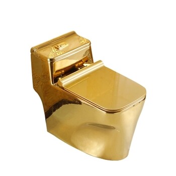 欧式土豪金虹吸式新款马桶陶瓷黄金色一套马桶