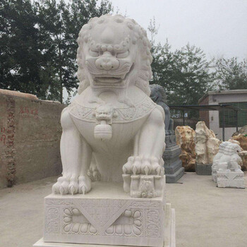 浙江宇森石雕雕刻户外广场牌楼村口门楼石雕石狮汉白玉狮子