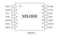 深圳锦宏MS1808音频ADC96kHz24位WIFI音响模拟转数字进到主控用