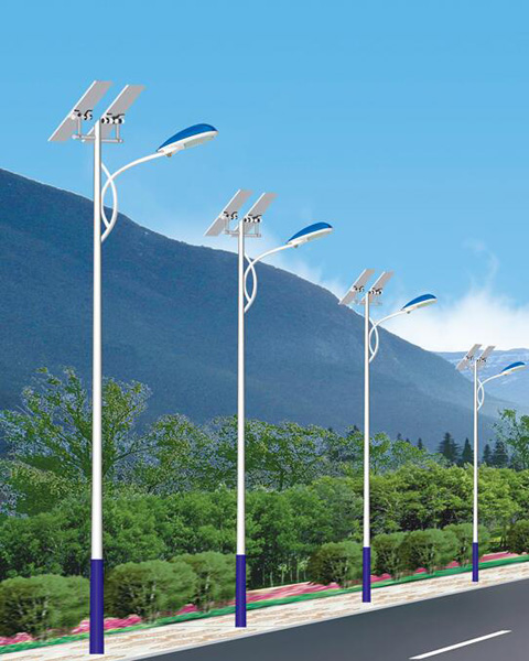 浙江绍兴太阳能锂电高低臂路灯8米10米，厂家价格
