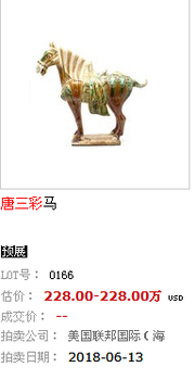 唐三彩新拍賣價(jià)格