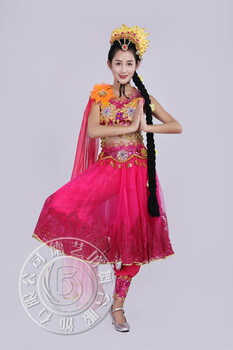 德艺坊舞台服饰新款玫红印度少数民族舞蹈服