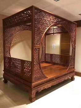 古典箱式床结合传统工艺实木古典家具定制在成都