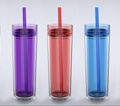 双层透明塑料杯吸管杯水杯加工生产厂家