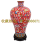 景泰蓝15英寸胭脂红梅瓶（张同禄大师）铜胎掐丝珐琅北京传统工艺