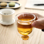 金箔双层茶杯耐热玻璃随手杯商务礼品促销金箔茶具套装
