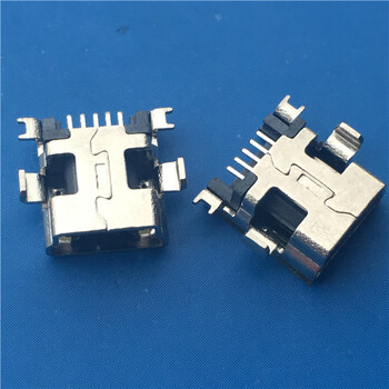 迷你沉板USB母座B型5PIN沉板1.0或1.7mm前插后贴DIP+SMTMINI连接器插座