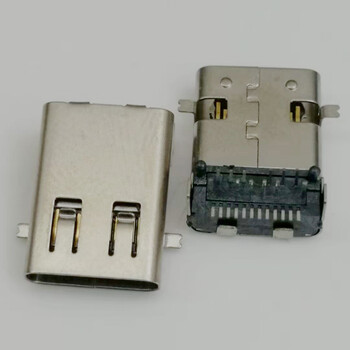 USB3.1TYPE-C母座24pin/长体11.95/外壳前贴后插/DIP+SMT/带柱/带弹片/快充插座