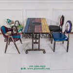 深圳餐厅家具定制复古铁艺餐桌椅图片餐厅桌椅价格