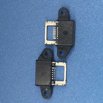 MICROUSB防水母座/5PIN-AB型防水插座/带支架/四脚插板/带双耳螺丝定位孔