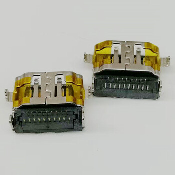 19P-HDMI高清插座/沉板式/A型HDMI母座/四脚沉板/90度插板DIP/板上高度3.96/黑色胶芯