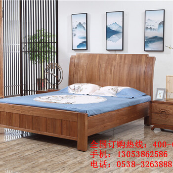 菏泽木言木语厂家中式实木双人床简约实木双人床