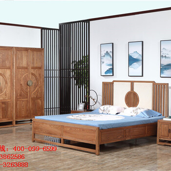 临沂木言木语厂家实木双人床新中式现代简约实木床婚床