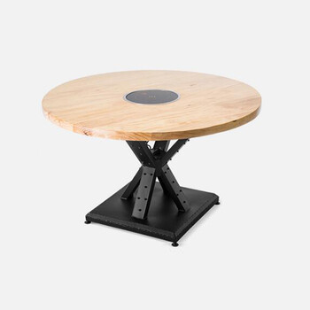 火锅店实木餐桌椅订做，升降火锅桌款式，商用电磁炉火锅台价格