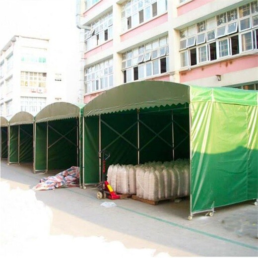 深圳光明区移动万向滑轮雨棚围布可活动推拉帐篷电动雨蓬