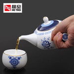 赫窑高档青花骨瓷套装功夫茶具陶瓷促销礼品定制logo