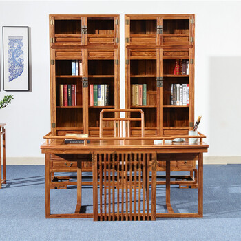 新中式家具-刺猬紫檀書房-紅木家具-明清紅木家具
