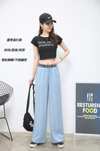 天丝牛仔阔腿裤女2020夏季新款凉感牛仔休闲宽松裤图片