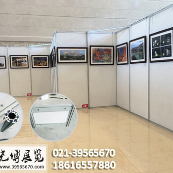 上海挂画双面白可用展架展板出租，画框书画展览布置