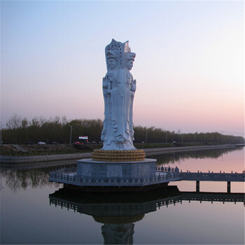 福建厂家石雕观音花岗岩三面观音雕像寺庙佛像人物供奉