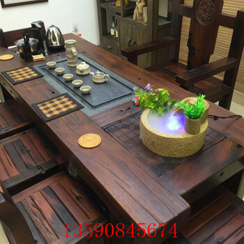老船木茶桌新中式實木家具船木茶桌椅組合功夫茶幾茶臺