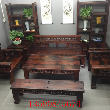 老船木沙發(fā)椅功夫沙發(fā)中式沙發(fā)茶幾喝茶棋盤茶藝桌
