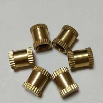 厂家定制铜嵌件铜螺母滚花圆螺母规格可来图来样定制