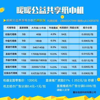 暖暖共享公益纸巾机项目运作详解