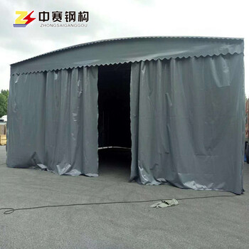 宝鸡中赛工地钢筋棚活动伸缩遮阳蓬电动雨棚大型物流仓库帐篷