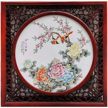 粉彩花鸟陶瓷四条屏乔迁礼品陶瓷板画景德镇瓷板画厂家