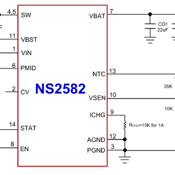 NS25825VUSB输入双节锂电池同步升压型充电管理IC