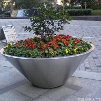 HED圆锥形不锈钢花盆组合大型落地金属花箱创意花钵花瓶