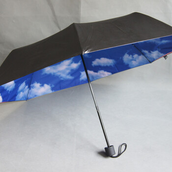 三折叠晴雨伞商务纯色黑胶伞防晒伞碰定布制LOGO图案广告礼品伞