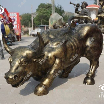 廣場(chǎng)銅牛雕塑不銹鋼金牛雕塑古銅色牛雕塑孺子牛雕塑