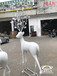 园林景观鹿雕塑草坪不锈钢鹿摆件白色不锈钢鹿雕塑