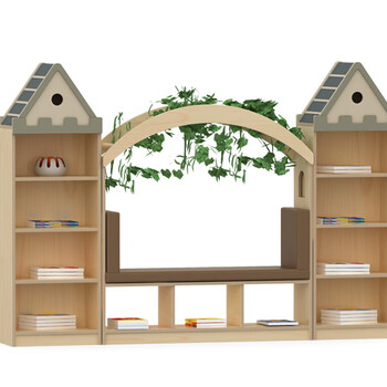 幼儿园实木家具枫木免漆板宝宝阅读学习书架柜子厂家定做