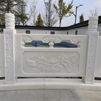 石雕栏杆供应广东潮州-汉白玉石雕栏板图案种类及定制价格