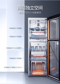 索奇商用玻璃门消毒柜ZTP200-2家用立式高温消毒碗柜上下门商用小型消毒柜红外线烘干