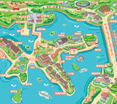 海南三亚市手绘地图设计动漫导览图设计全域旅游导航系统
