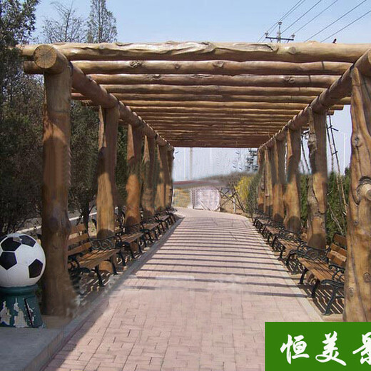 恒美景观水泥仿木栏杆施工,上海恒美景观水泥仿木纹图片服务