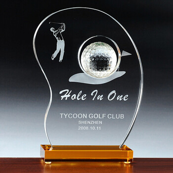 高尔夫水晶礼品定制/高尔夫比赛颁奖奖杯供应