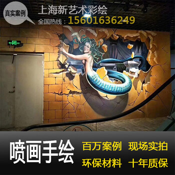 上海墙体彩绘墙绘家装背景墙壁画3D立体画手绘墙涂鸦喷画喷绘3d画